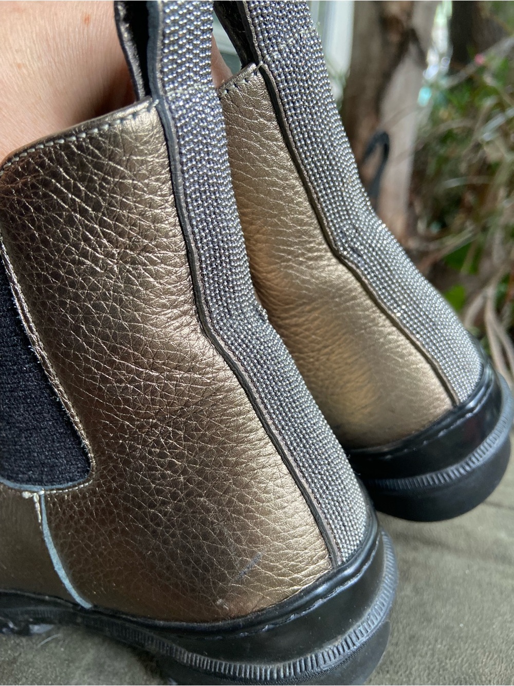 Brunello Cucinelli Metallic Gold Leather Chelsea Boot - Picture 10 of 14